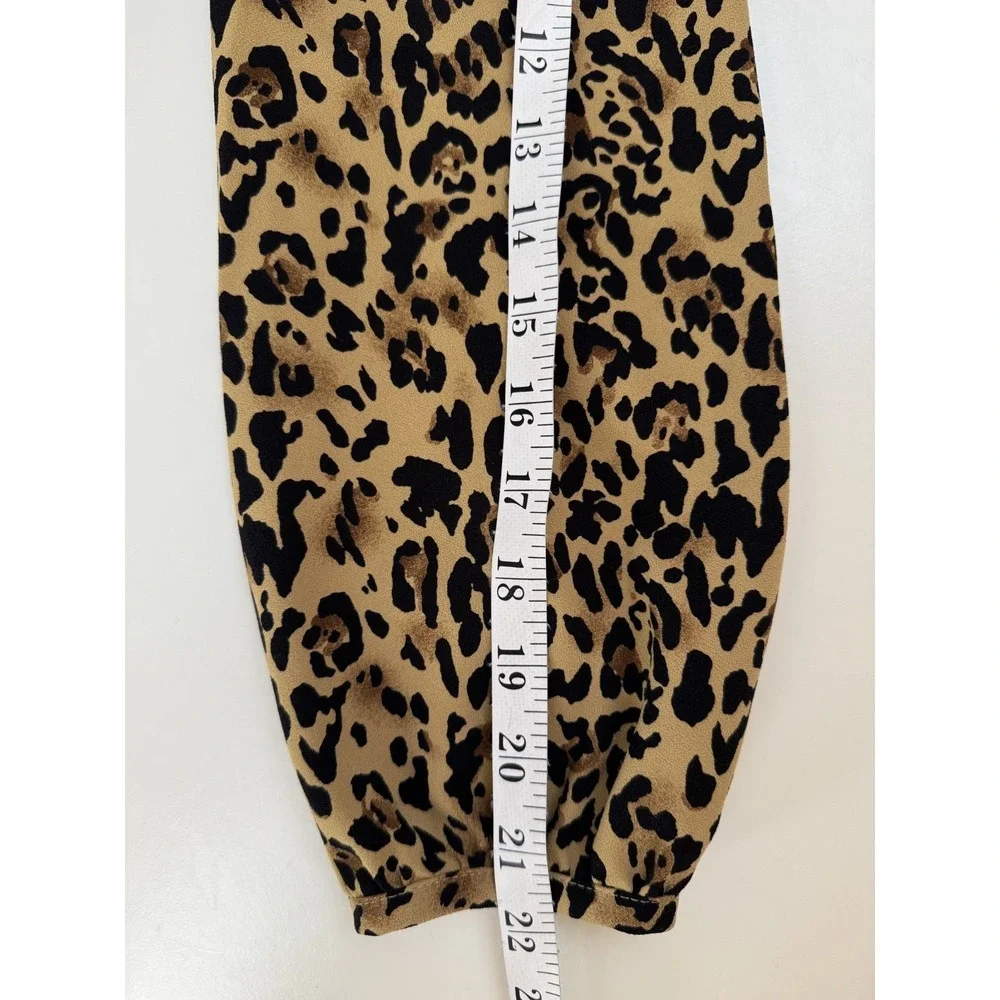 J.Crew Top Leopard Animal Print XS Long-Sleeve Ruffle-Neck Crepe Chic